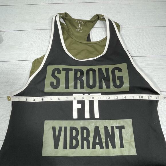 ENERGIE Black Racerback Tank with Built-In Bra Size Large - Picture 5 of 10